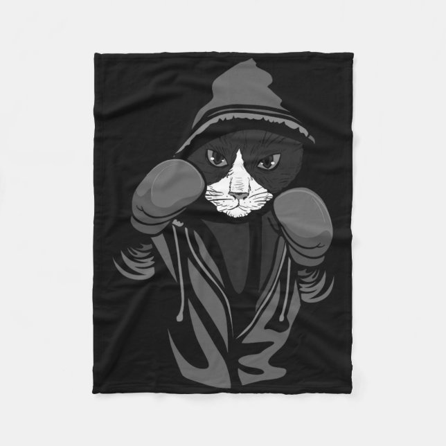 Cat Boxing Creative Animal Lovers Cool Boxer Gift  Fleece Blanket (Front)