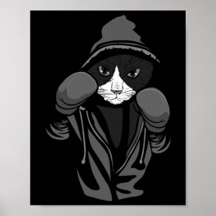Cat Boxing Creative Animal Lovers Cool Boxer Gift  Poster