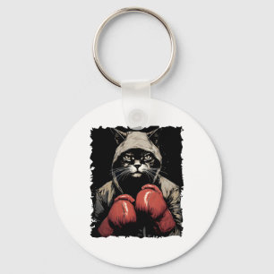 Cat Boxing With Gloves And Uniform Cat Boxer Key Ring