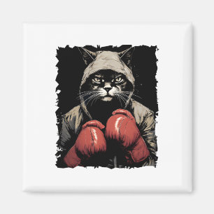Cat Boxing With Gloves And Uniform Cat Boxer Magnet