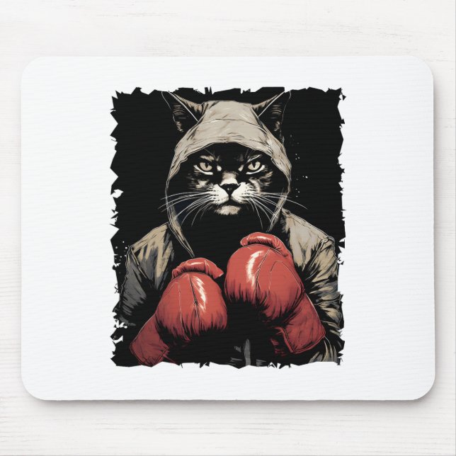 Cat Boxing With Gloves And Uniform Cat Boxer  Mouse Mat (Front)