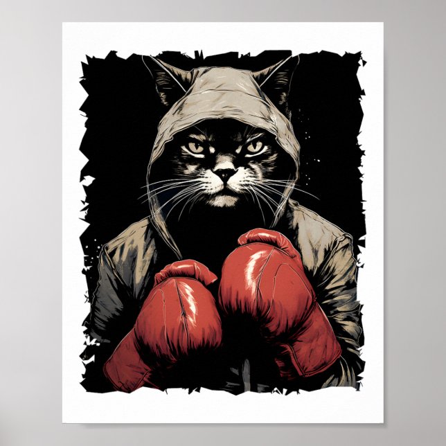Cat Boxing With Gloves And Uniform Cat Boxer  Poster (Front)