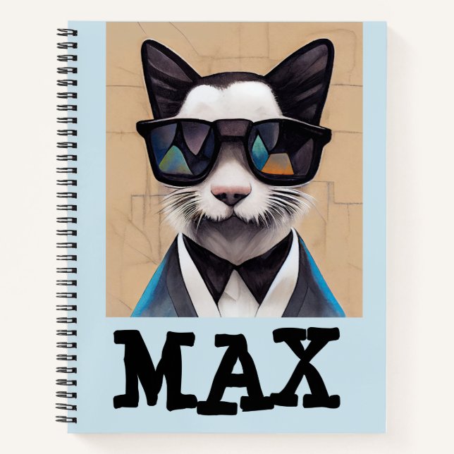 CAT BOYS SPIRAL PERSONALIZED NAME NOTEBOOK (Front)