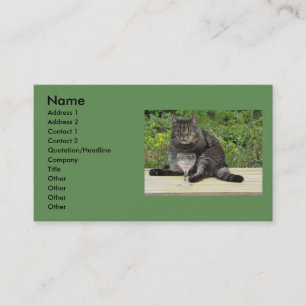 Cat 'Bram' on the table with a wine glass Business Card