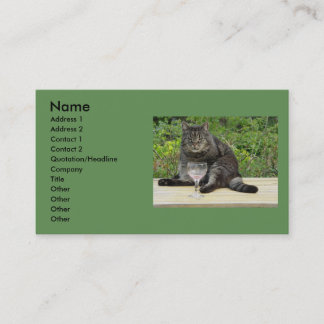Cat 'Bram' on the table with a wine glass Business Card