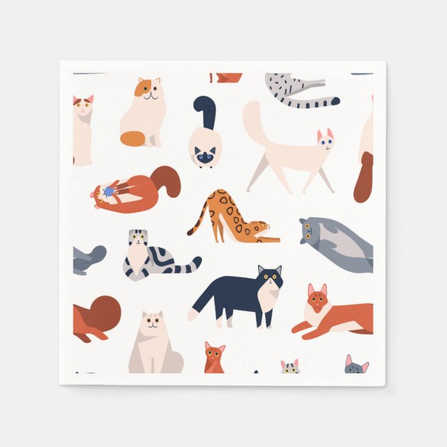 Cat Breeds Pattern Napkin (Front)