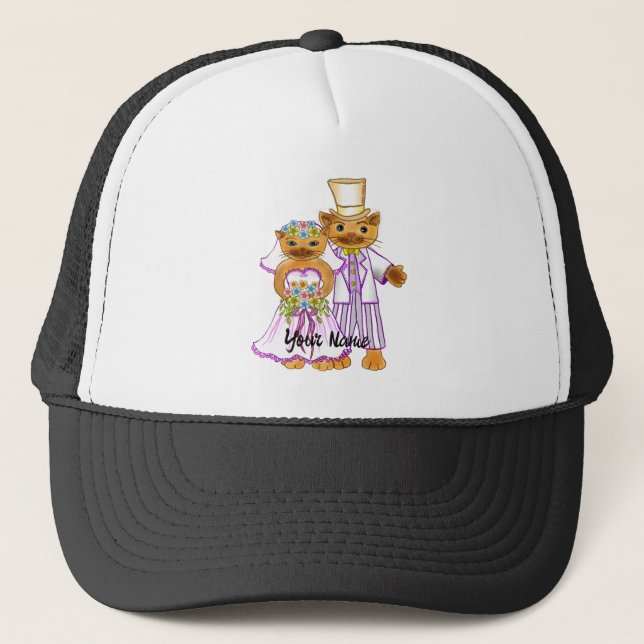 Cat Bride and Groom custom wedding Hat (Front)