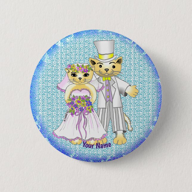 cat bride and groom  pin (Front)