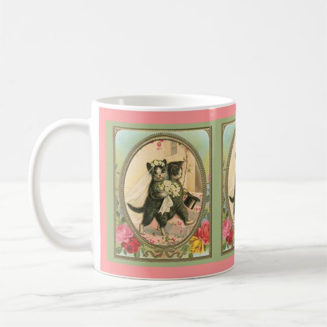 Cat Bride and Groom Wedding Day Coffee Mug (Left)