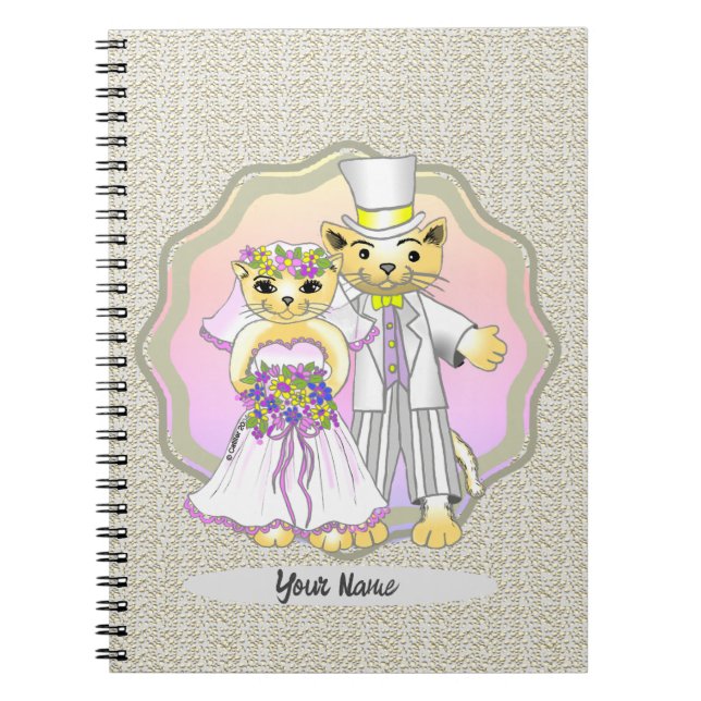 Cat Bride and Groom Wedding Notebook (Front)