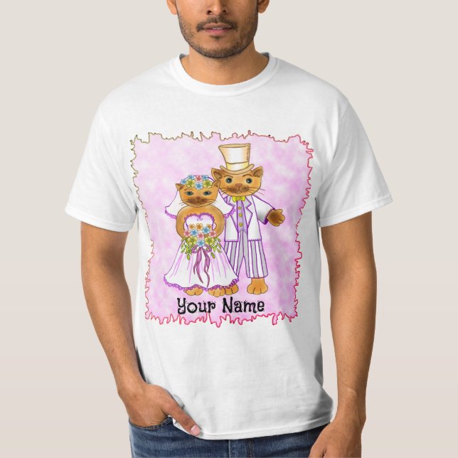 Cat Bride and Groom  wedding T-Shirt (Front)
