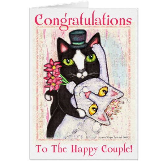 Cat Bride & Groom Wedding Dance Greeting Card