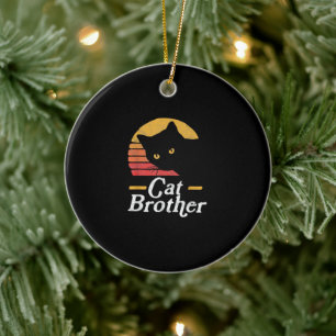 Cat Brother Vintage Style Retro Gift For Cat Lover Ceramic Tree Decoration