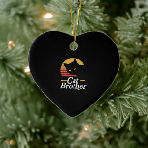 Cat Brother Vintage Style Retro Gift For Cat Lover Ceramic Tree Decoration