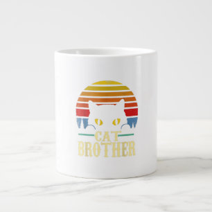 Cat Brother Vintage Style Retro Gift For Cat Lover Large Coffee Mug