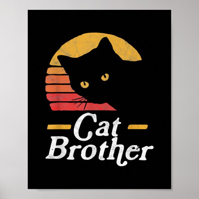 Cat Brother Vintage Style Retro Gift For Cat Lover Poster (Front)