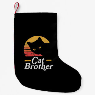 Cat Brother Vintage Style Retro Gift For Cat Lover Small Christmas Stocking