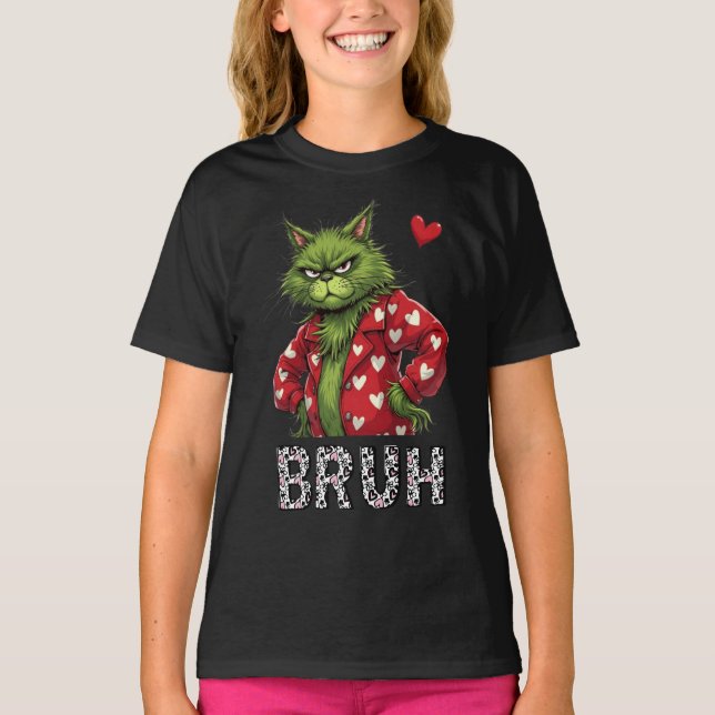 Cat Bruh Funny Valentine's day T-Shirt (Front)