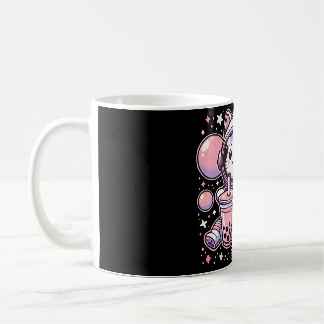 Cat Bubble Boba Tea In Space Astronaut Anime Coffee Mug (Left)