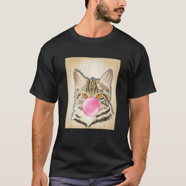 Cat Bubble Gum  Feline T-Shirt (Front)
