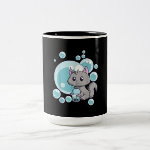 Cat Bubble Tea Gift Funny Boba Tea Cats Design Two-Tone Coffee Mug