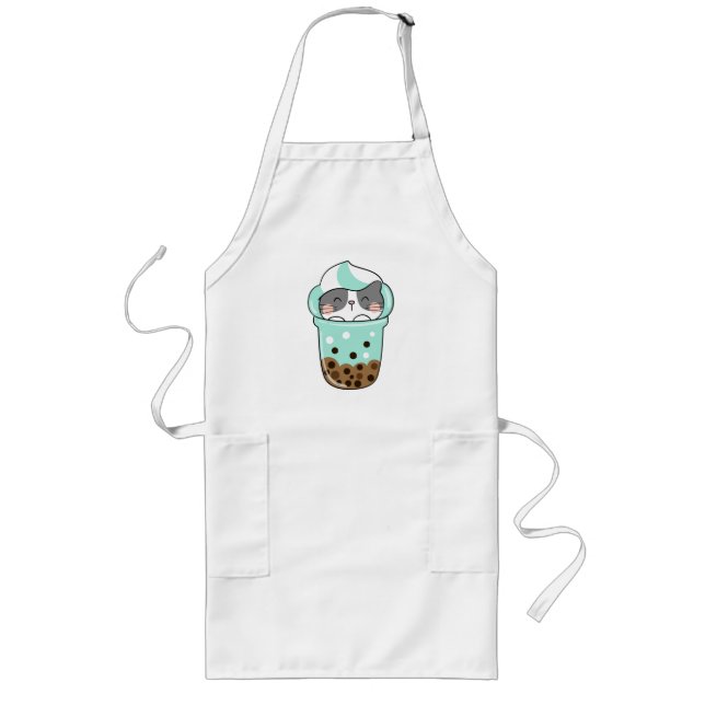 Cat Bubble Tea Long Apron (Front)