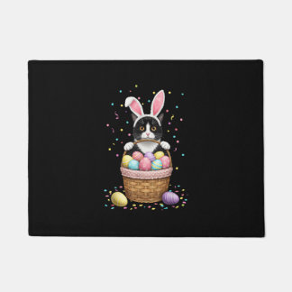 Cat Bunny Ears Eggs Meowy Easter Rabbit Lover Men  Doormat