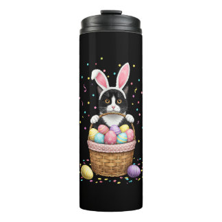 Cat Bunny Ears Eggs Meowy Easter Rabbit Lover Men  Thermal Tumbler