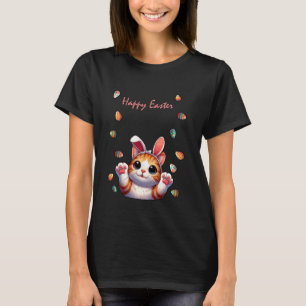 Cat Bunny Ears Happy Easter Egg Hunt Christian Hol T-Shirt