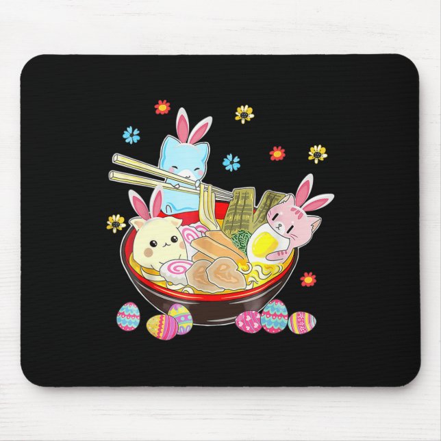 Cat Bunny Ears Ramen Kawaii Easter Day Anime Lover Mouse Mat (Front)