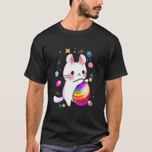 Cat Bunny Rabbit Easter Eggs Basket Egg Hunting Co T-Shirt