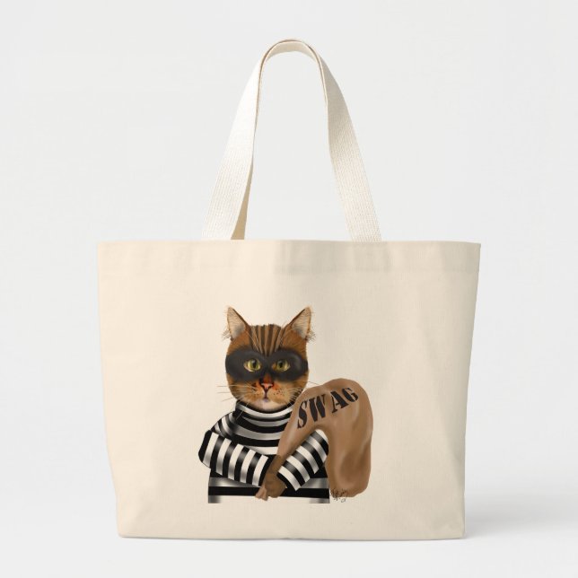 Cat Burglar Large Tote Bag (Front)