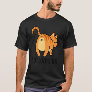 Cat Butt Bottom Up Pun Ginger Striped Cat Dad Oran T-Shirt