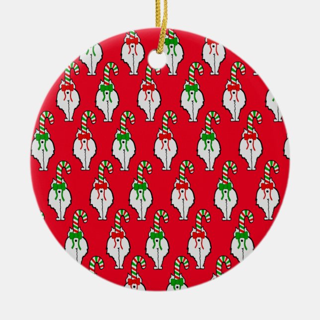 Cat Butt Christmas Ceramic Tree Decoration (Front)
