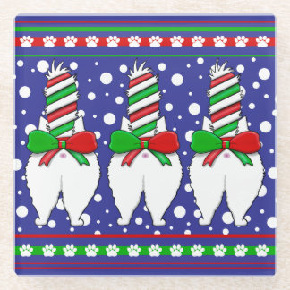 Cat Butt Christmas Green Glass Coaster