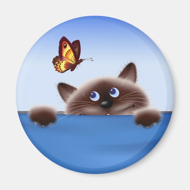 Cat & Butterfly Magnet (Front)