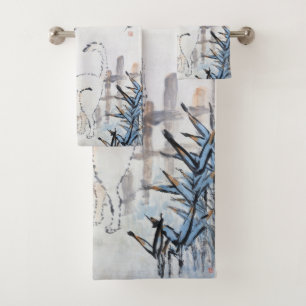 Cat & Butterfly, XuGu (Zhu Huairen) Bath Towel Set