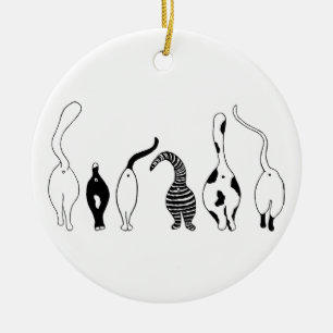 Cat Butts Ceramic Tree Decoration