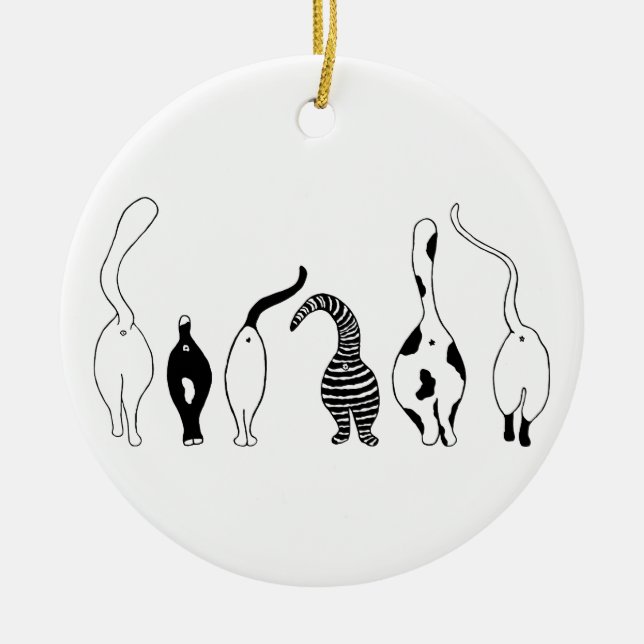 Cat Butts Ceramic Tree Decoration (Front)
