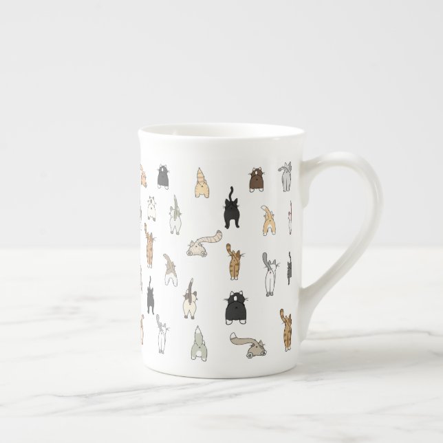 Cat Butts, Crazy Cat Lady, Kitten Butts, Funny Cat Bone China Mug (Right)