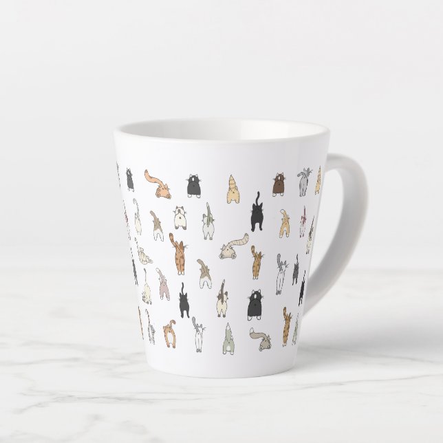 Cat Butts, Crazy Cat Lady, Kitten Butts, Funny Cat Latte Mug (Right Angle)
