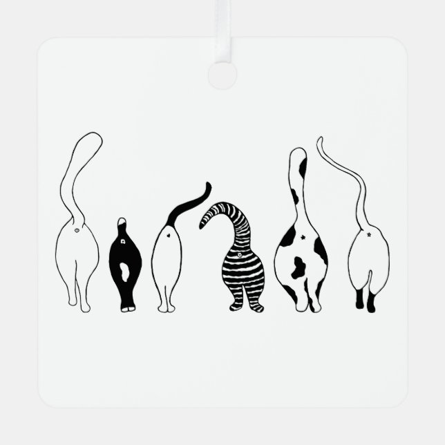 Cat Butts Metal Tree Decoration (Front)
