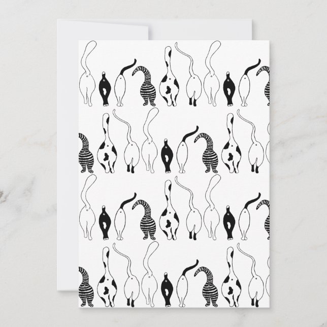 Cat Butts Pattern Invitation (Front)