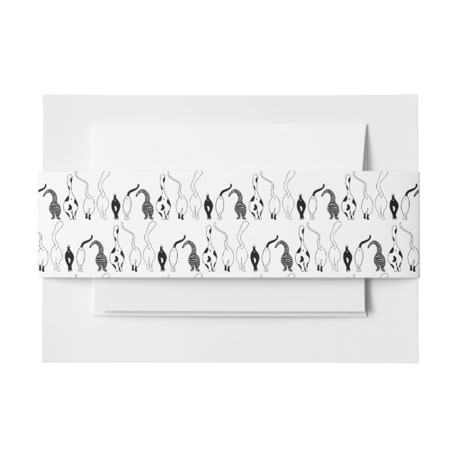 Cat Butts Pattern Invitation Belly Band (Front Example)