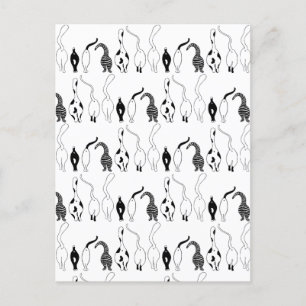 Cat Butts Pattern Postcard
