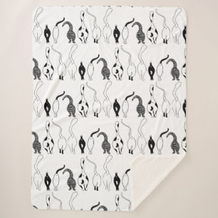 Cat Butts Pattern Sherpa Blanket