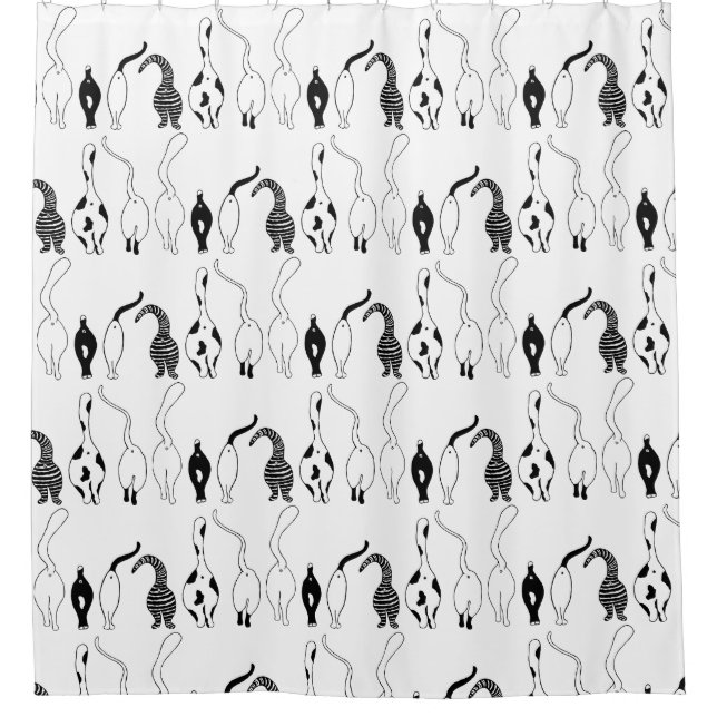 Cat Butts Pattern Shower Curtain (Front)