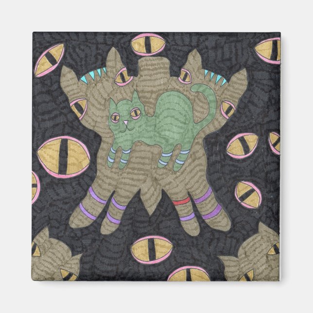 Cat Buutterfly With Eyes Magnet (Front)