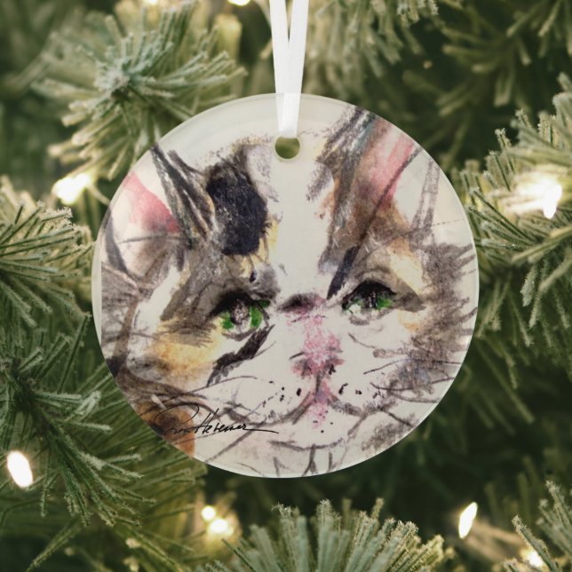 Cat by Hevener Glass Tree Decoration (Insitu)