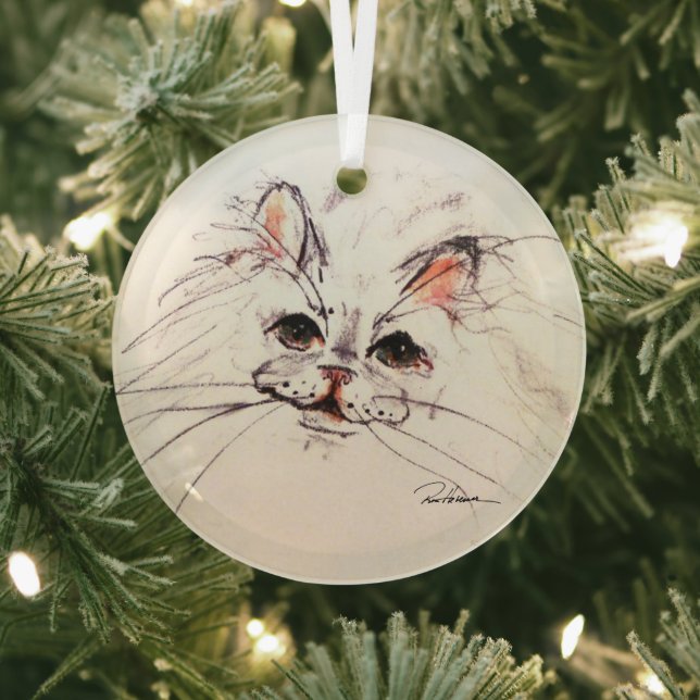 Cat by Hevener Glass Tree Decoration (Insitu)